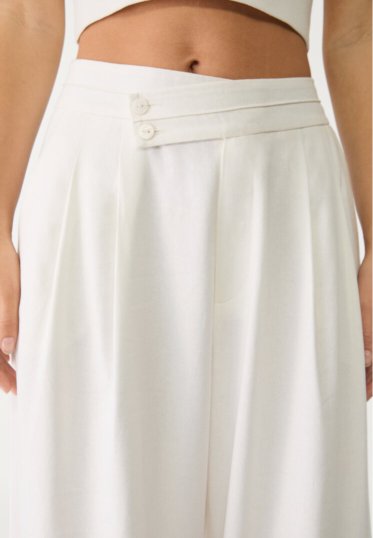 pantalon fluido pinzas con lino