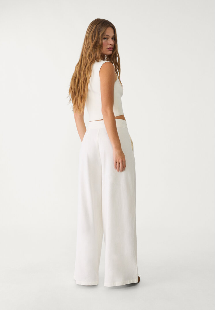 pantalon fluido pinzas con lino