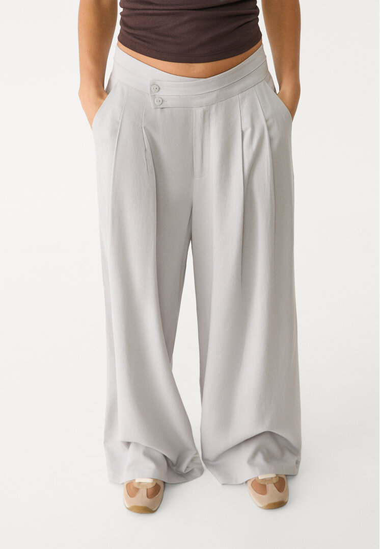 pantalon fluido pinzas con lino