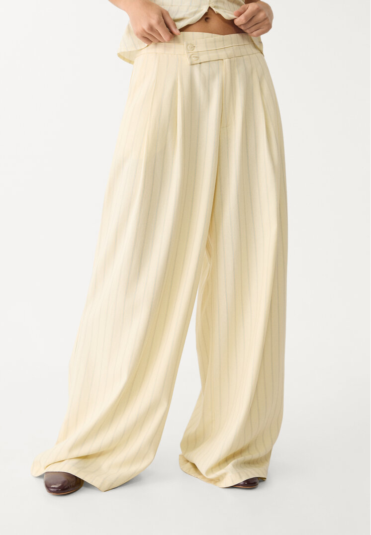 pantalon fluido pinzas con lino