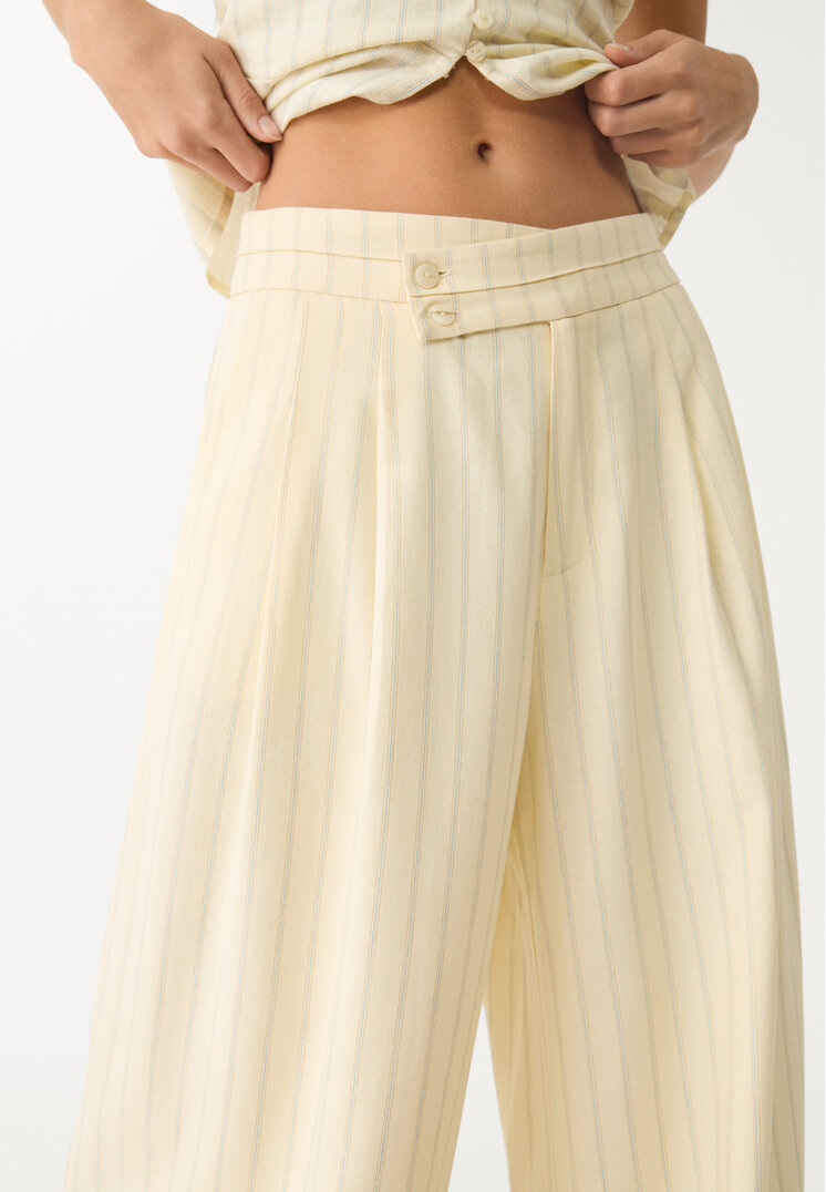 pantalon fluido pinzas con lino