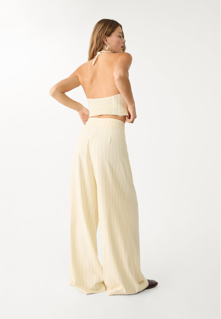 pantalon fluido pinzas con lino