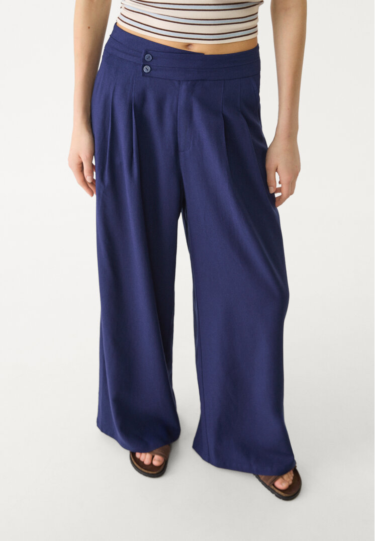 pantalon fluido pinzas con lino