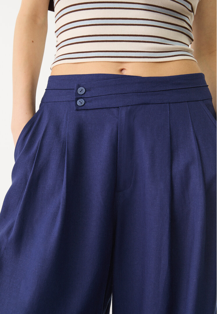 pantalon fluido pinzas con lino