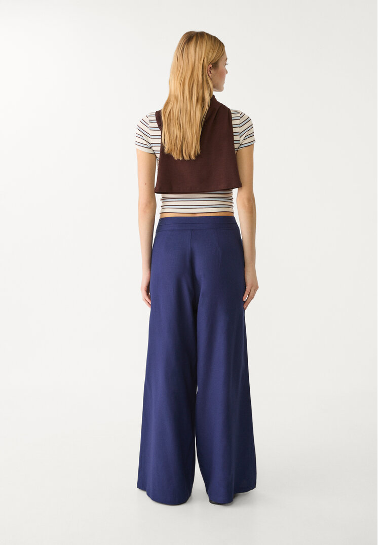 pantalon fluido pinzas con lino