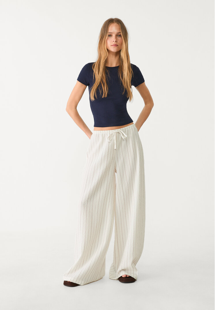 pantalon fluido largo rayas