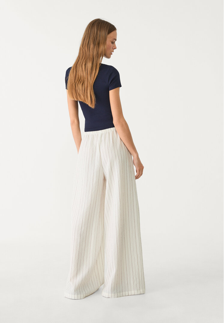 pantalon fluido largo rayas