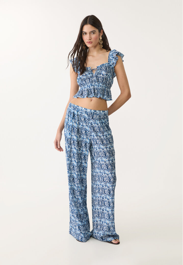 pantalon fluido palazzo estampado