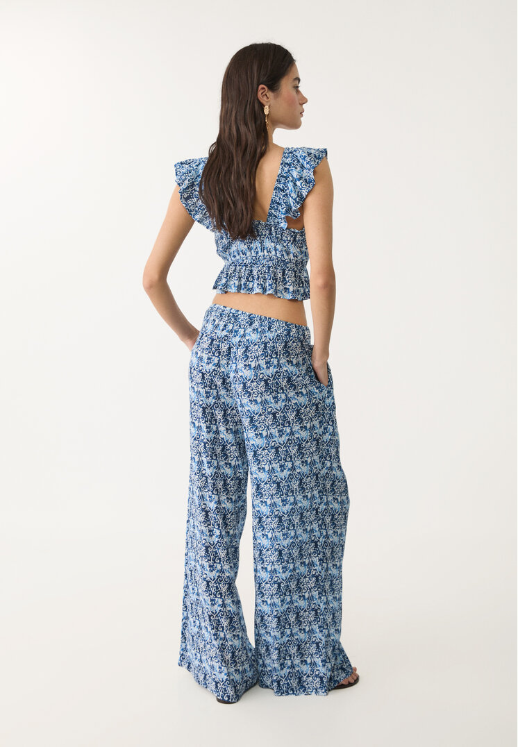 pantalon fluido palazzo estampado