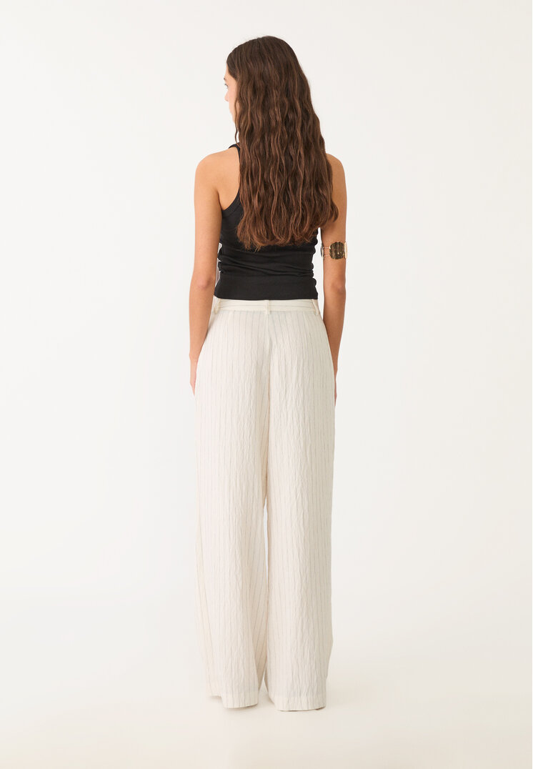 pantalon fluido arrugado rayas con lino