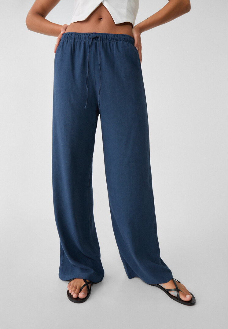 pantalon fluido con lino