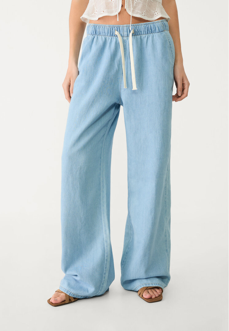 pantalon fluido largo denim