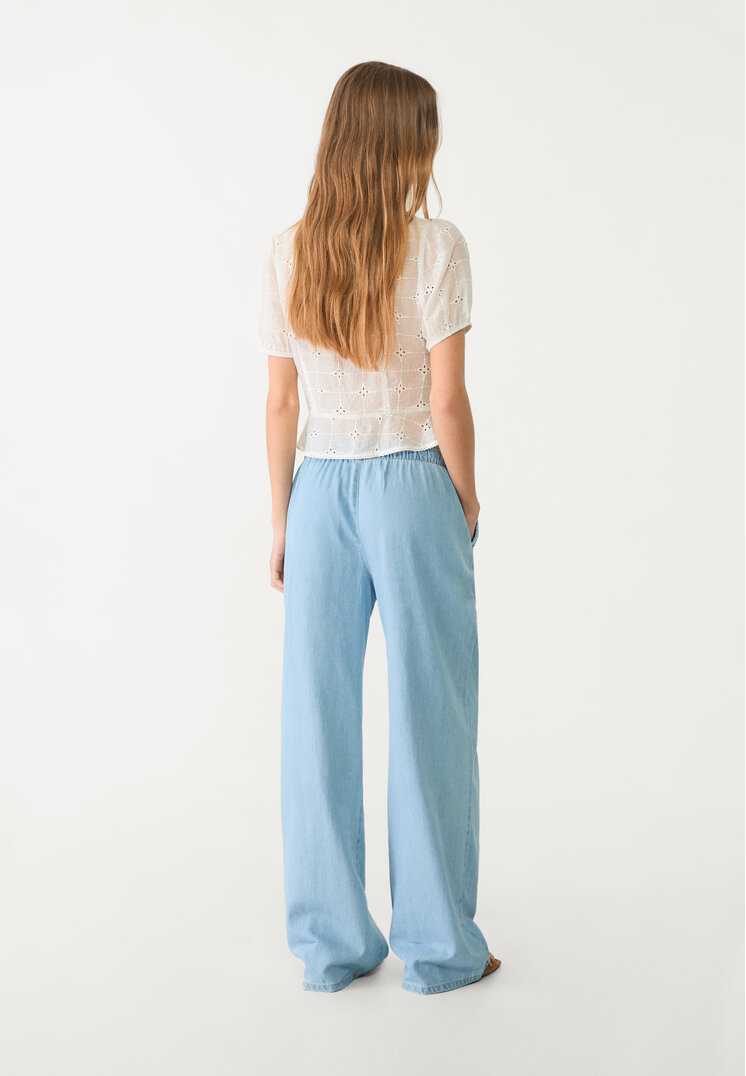 pantalon fluido largo denim