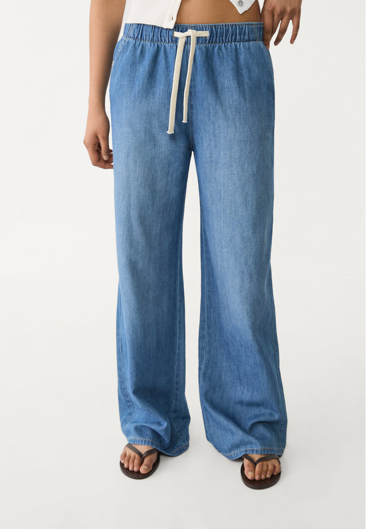 pantalon fluido largo denim