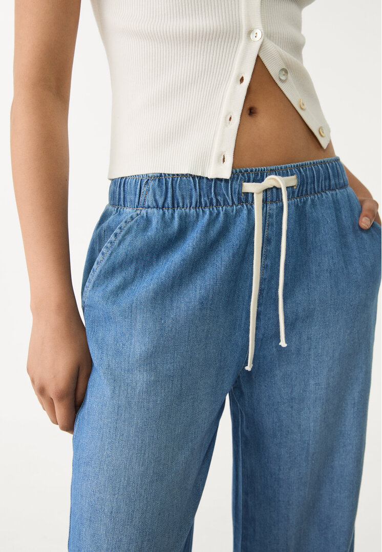 pantalon fluido largo denim