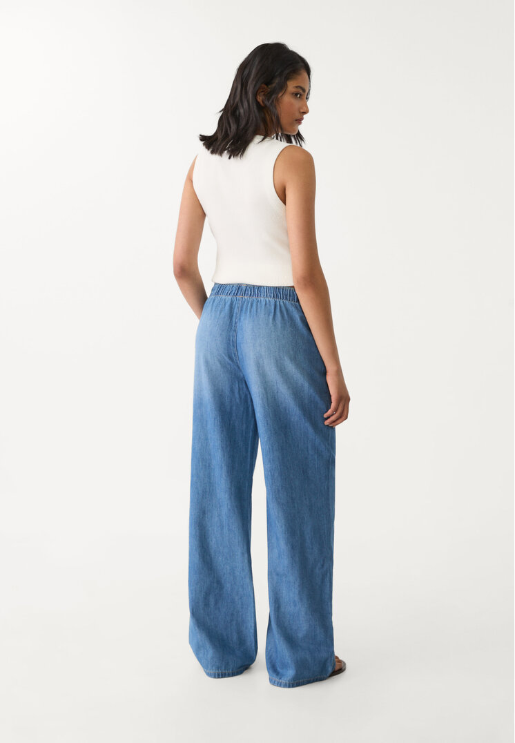 pantalon fluido largo denim