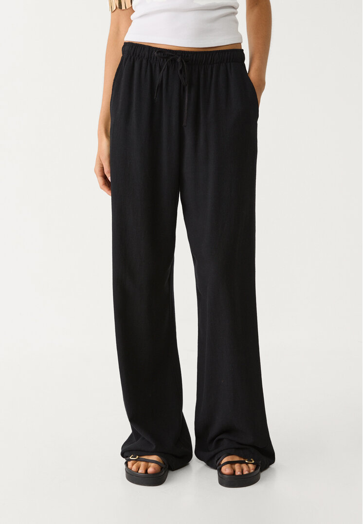 pantalon fluido con lino