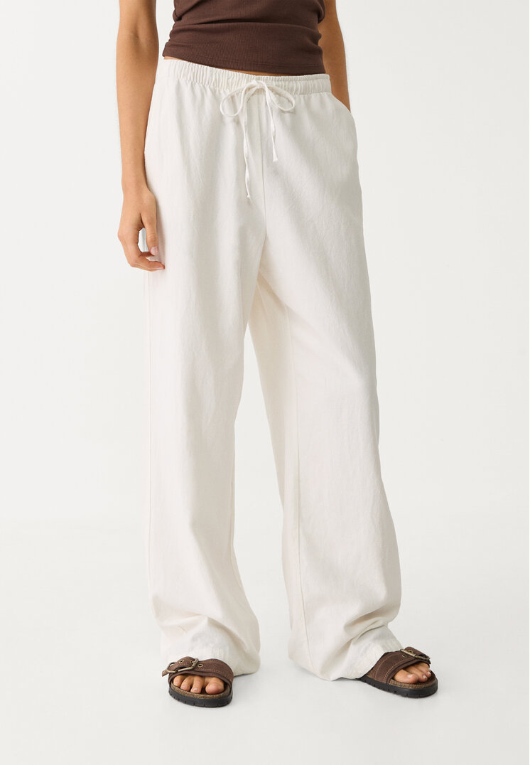 pantalon fluido con lino
