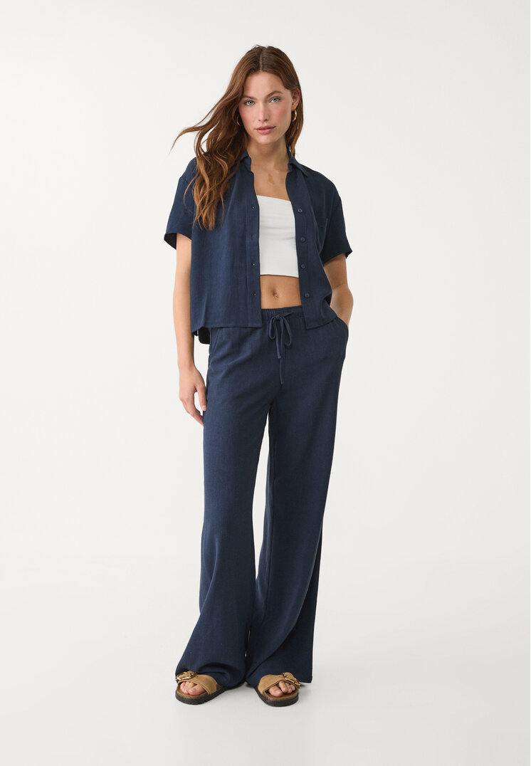 pantalon fluido con lino