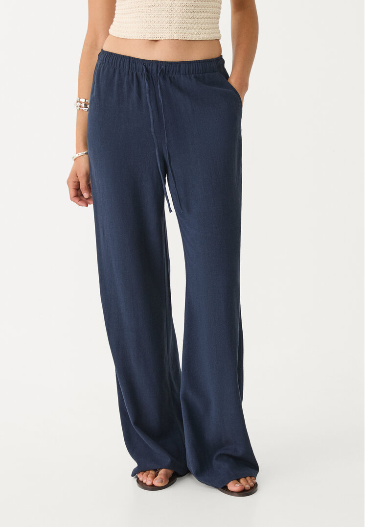 pantalon fluido con lino