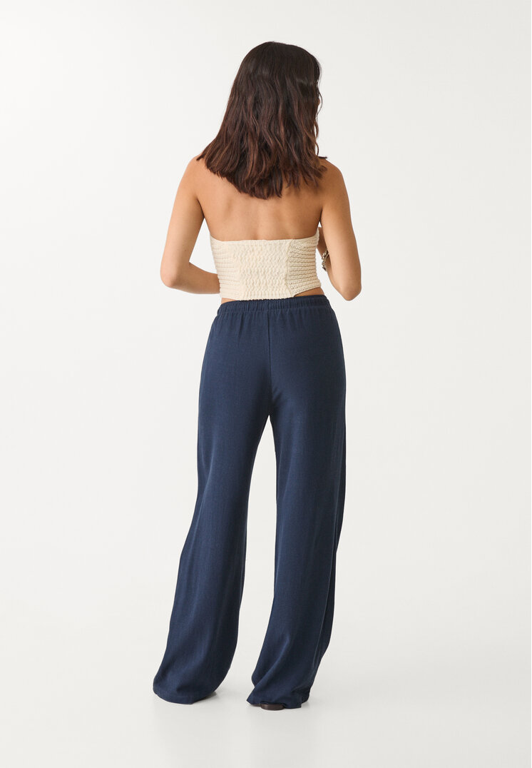 pantalon fluido con lino