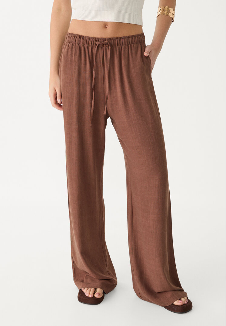 pantalon fluido con lino