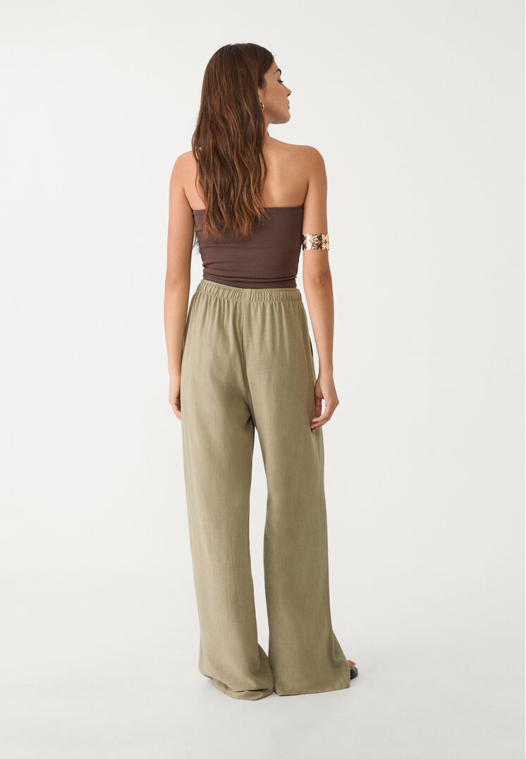 pantalon fluido con lino