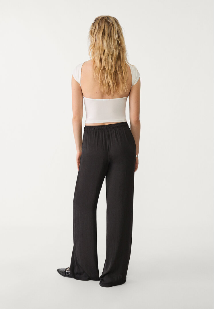 pantalon largo fluido satinado