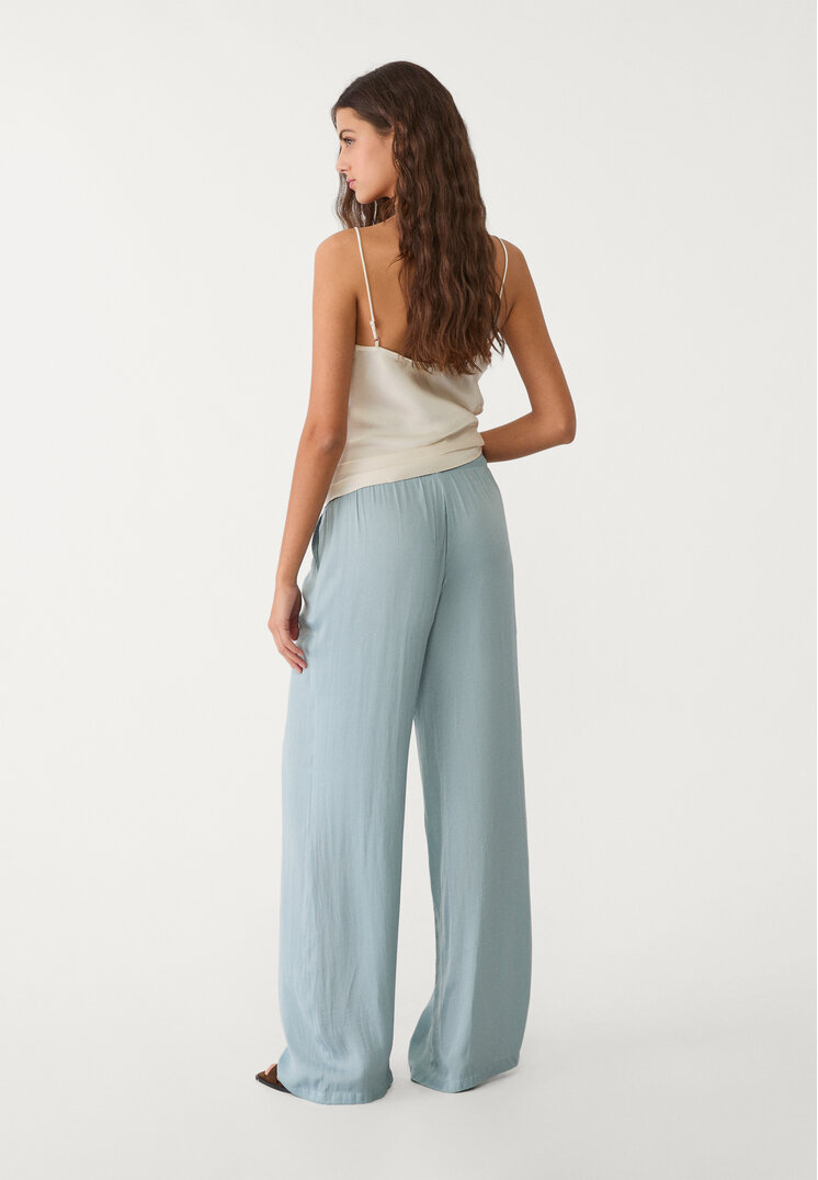 pantalon largo fluido satinado