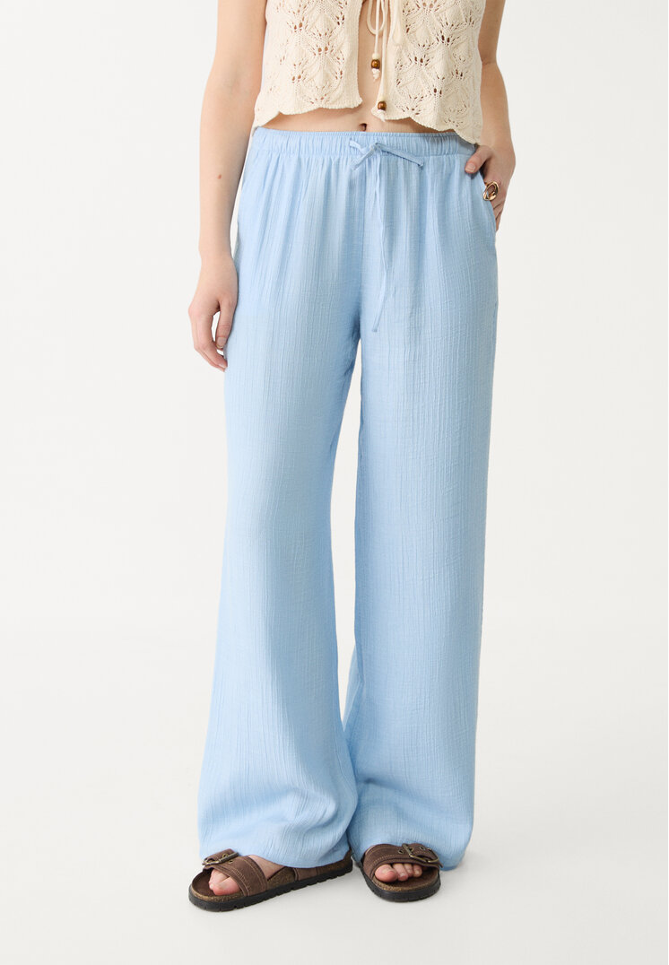 pantalon fluido largo textura