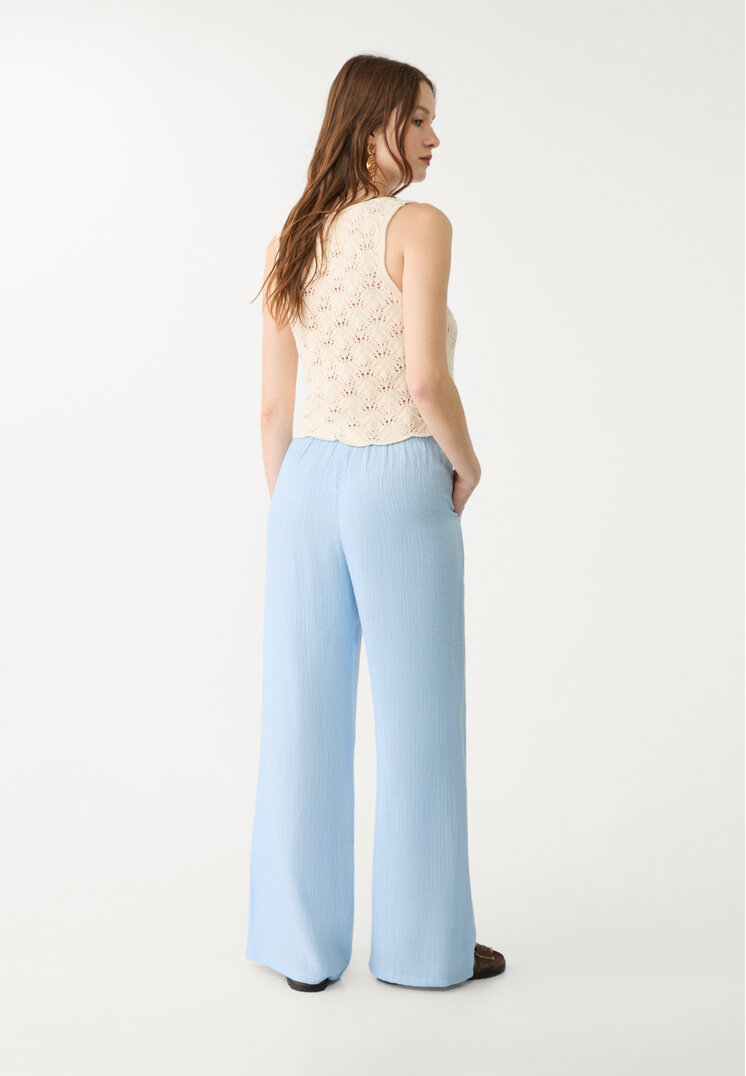 pantalon fluido largo textura