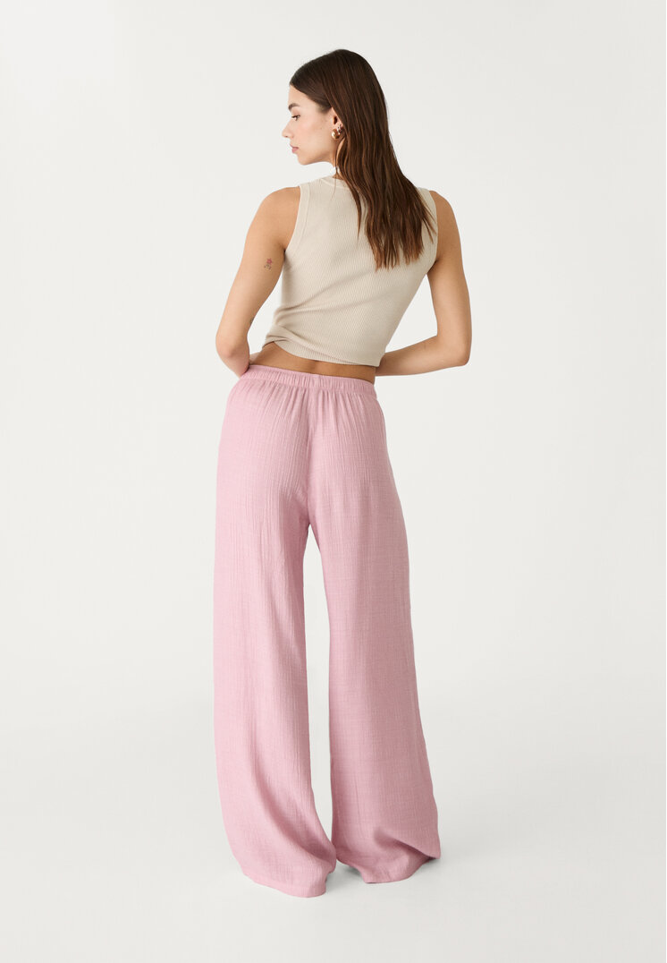 pantalon fluido largo textura