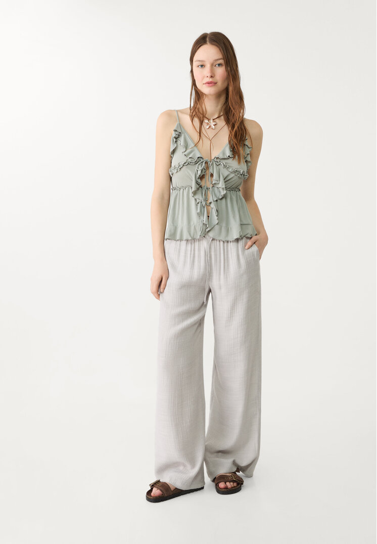 pantalon fluido largo textura