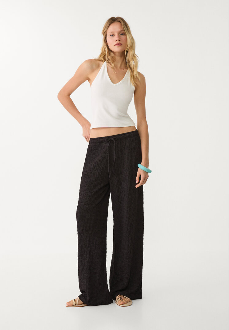 pantalon largo fluido textura