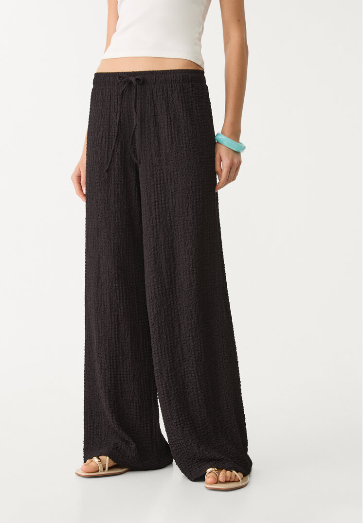 pantalon largo fluido textura
