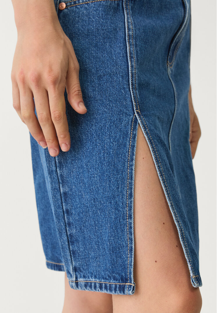 falda midi denim doble split