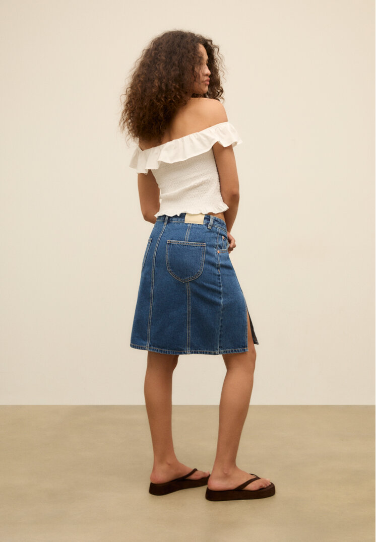 falda midi denim doble split