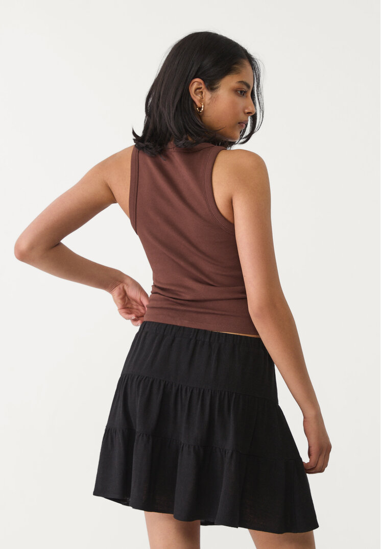 falda mini campesina con lino