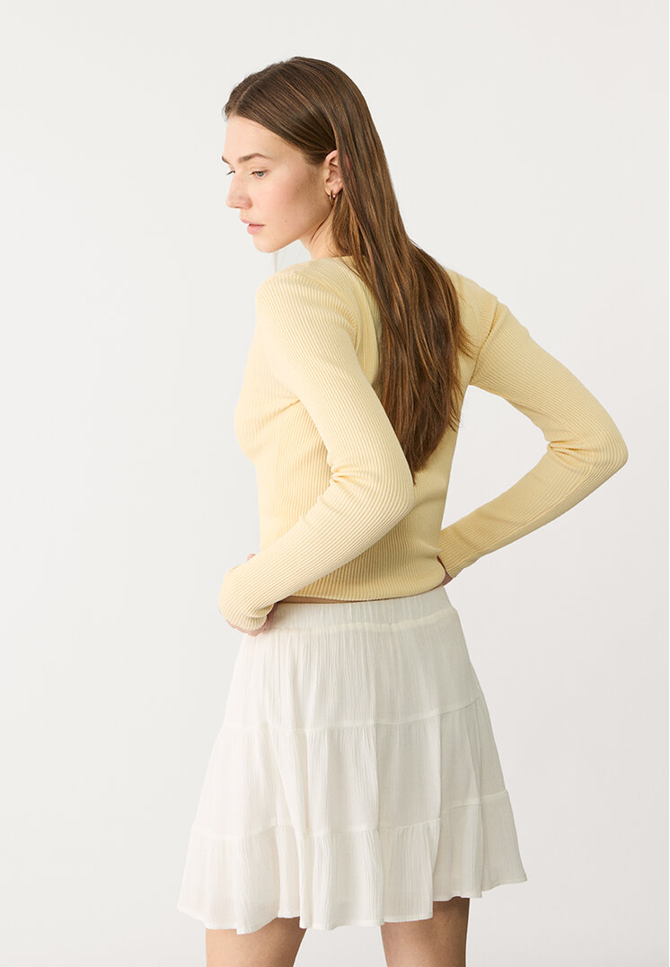 falda mini fluida con lino