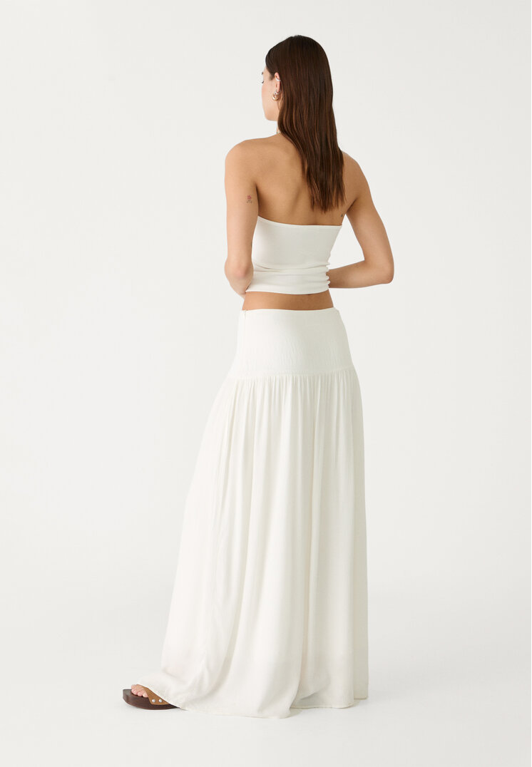 falda combinada fluida midi
