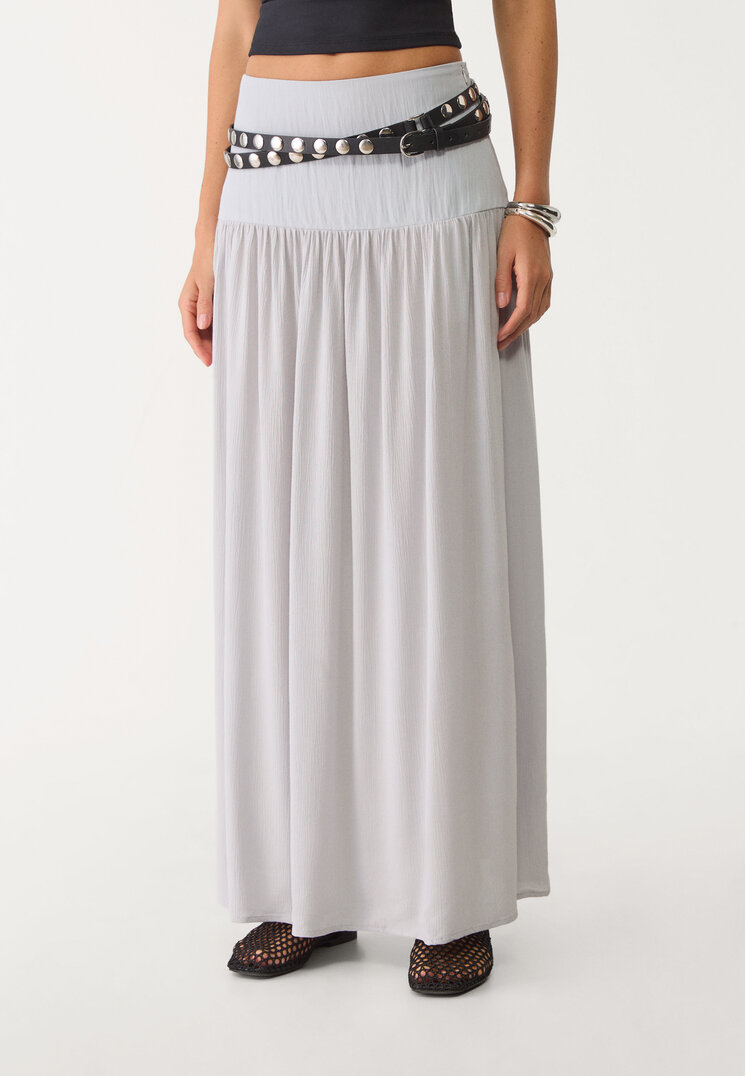 falda combinada fluida midi