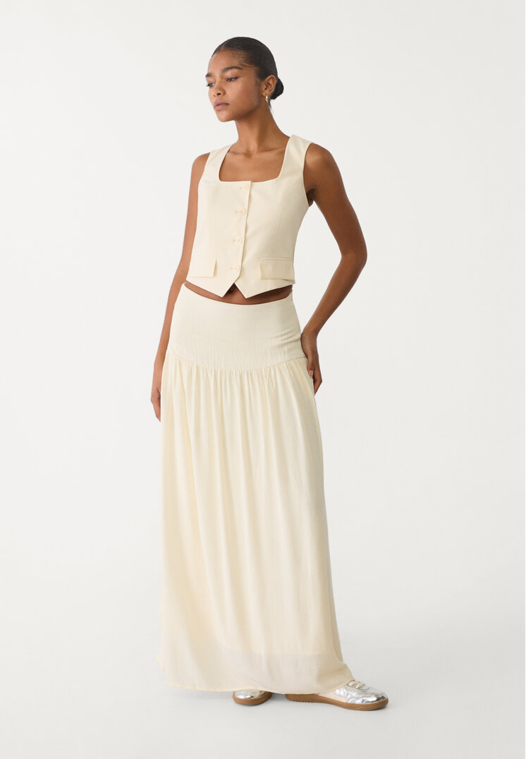 falda combinada fluida midi