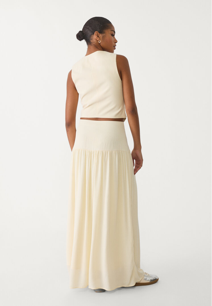 falda combinada fluida midi