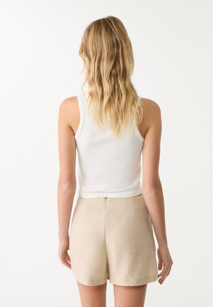 falda pantalon nudo lateral con lino