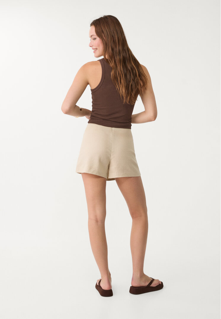 falda pantalon nudo lateral con lino