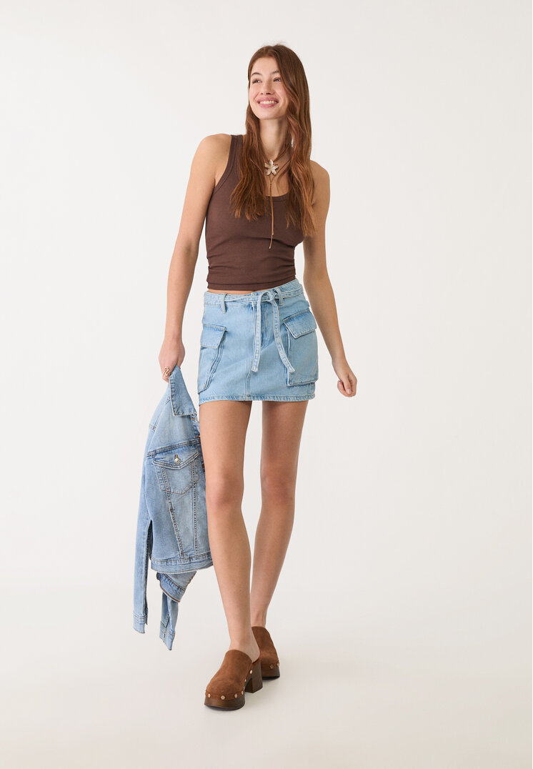 d66 falda mini cargo denim