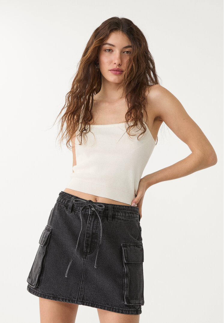 d66 falda mini cargo denim