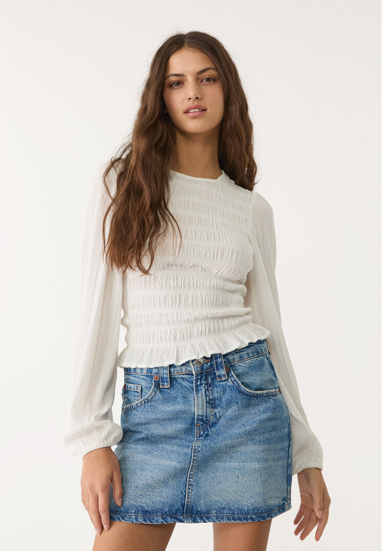 Stradivarius Fustă Mini Din Denim Denim Albastru 42