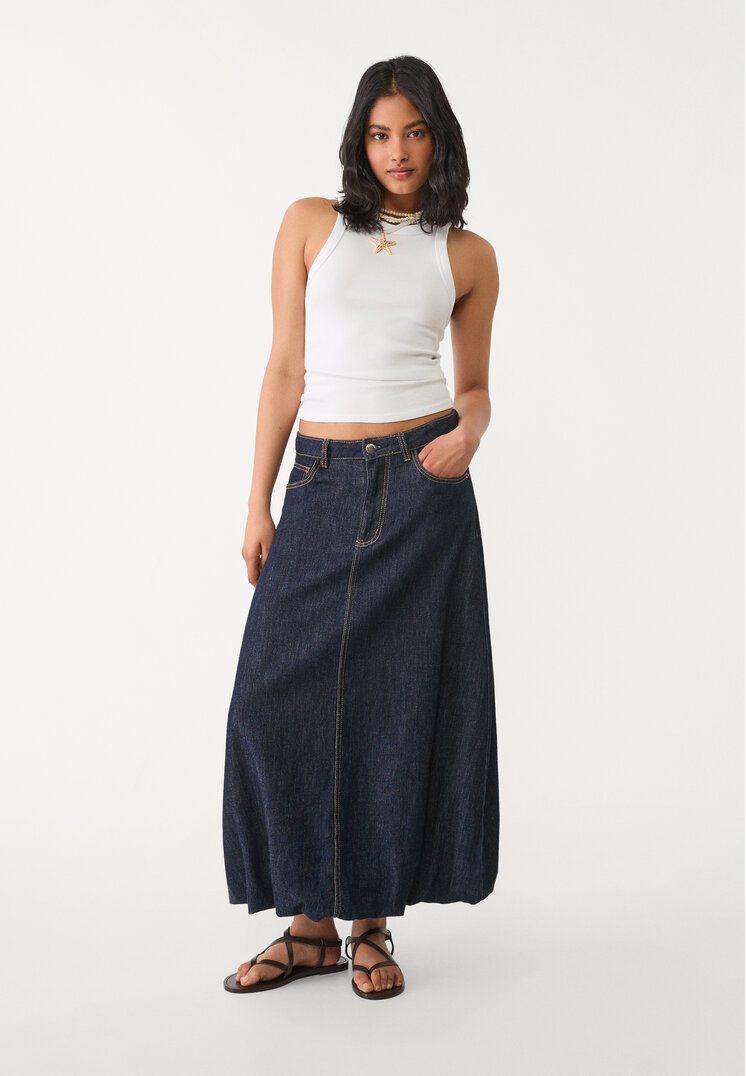 falda larga denim balloon