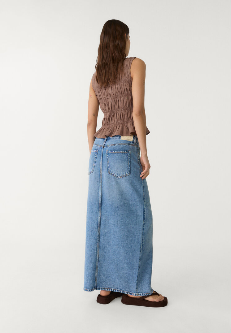 d70 falda midi fluida denim